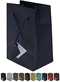 Novel Box® Navy Blue Matte Laminated Euro Tote Paper Gift Bag Bundle 4.75'X3.25'X6.75' (10 Count) +...