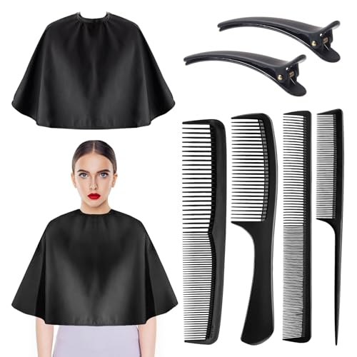 KUBDPQOR Conjunto de Capa de Peluquería - Capa de Corte de Pelo Profesional de Tamaño Ajustable, de Peluquería, Perfecto para Salones de Belleza y Uso Doméstico