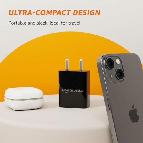 Image of Amazon Basics 12W Dual Port Mobile Charger | 12W Max Output | Includes 1 m Type C Cable | Universal Compatibility