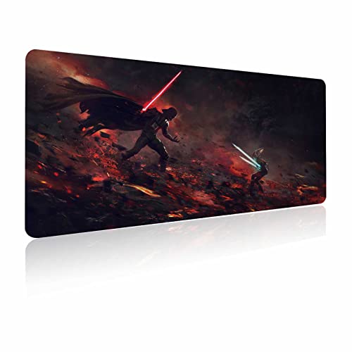 Ahsoka-Tano Vs Vador Tapis de souris XXL pour ordinateur portable, base en caoutchouc antidérapant, bords cousus, tissu lisse, tapis combo clavier...