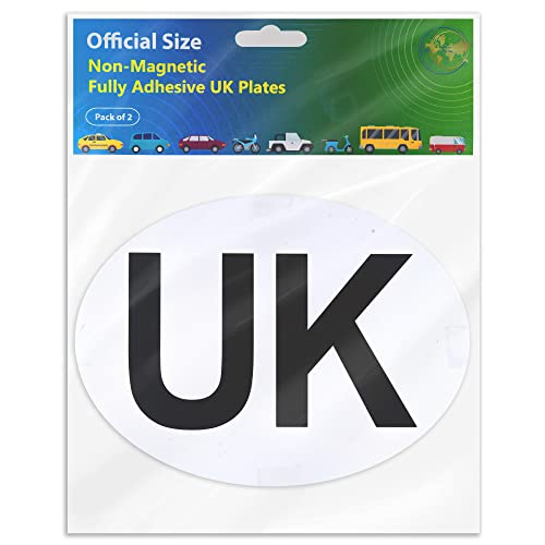 The Wise Traveller UK Car Stickers for Europe - Pack of 2 Non-Magnetic UK Car Sticker, Fully Adhesive, Easy to Attach and Remove without Scratching