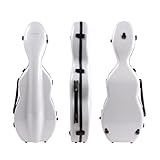 Conboxus Funda para violín 4/4 con correas de mochila, carcasa rígida ultraligera de viaje de fibra de carbono con soportes para lazos e higrómetro, máxima protección, impermeable y duradera (blanco)