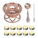 MINGYUESKY Kit de sellado de cera de metal con cuchara de sellado de cera y sello de cera y juego de velas de té para sello de cera de boda (02 oro rosa cintura pequeña)