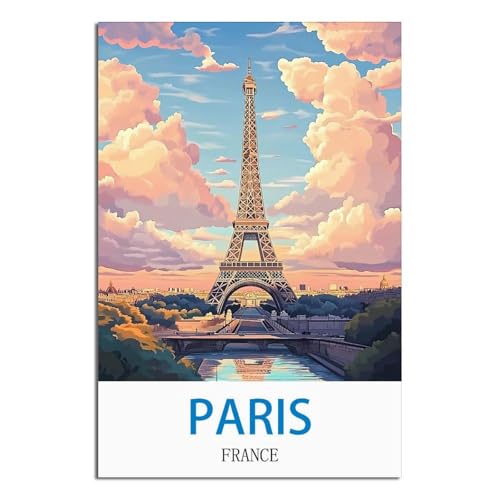 Poster de voyage vintage Paris France 50x75 cm en impression haute définition