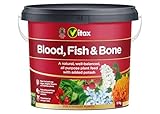 Vitax Blood Fish & Bone, Organic-Based, General Purpose Fertiliser, Suitable For Fruit, Vegetables & Flowers, Slow Release, Promotes Root Growth- 5Kg