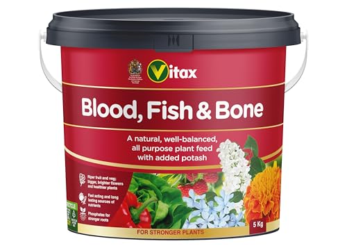 Vitax Blood Fish & Bone, Organic-Based, General Purpose Fertiliser, Suitable For Fruit, Vegetables & Flowers, Slow Release, Promotes Root Growth- 5Kg