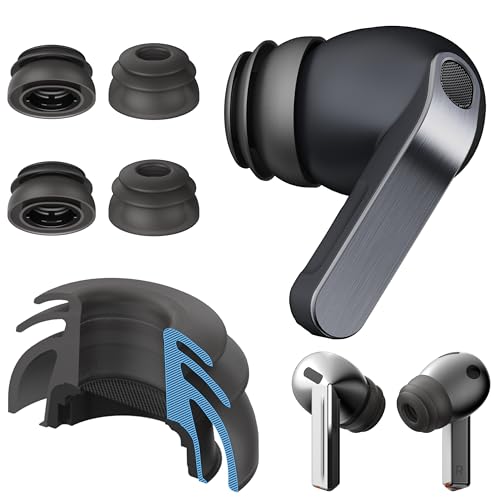 Premium Multi-Flange Eartips for Galaxy Buds3 Pro/Galaxy Buds4 Pro (Black, Medium) – Always Fits, Never Slips