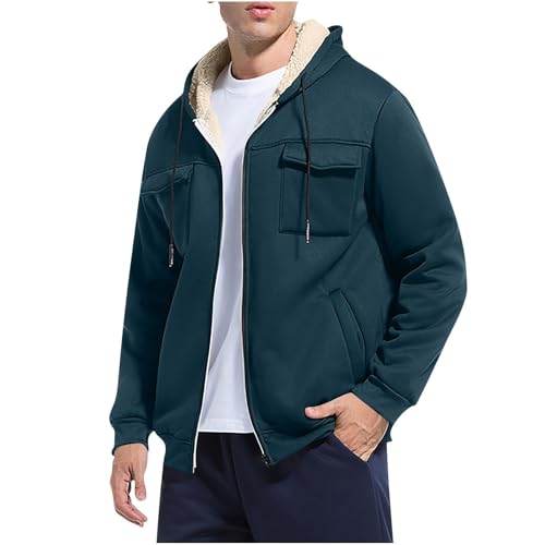 Veste polaire homme sweat à capuche doublure épaisse manteau d'hiver chaud