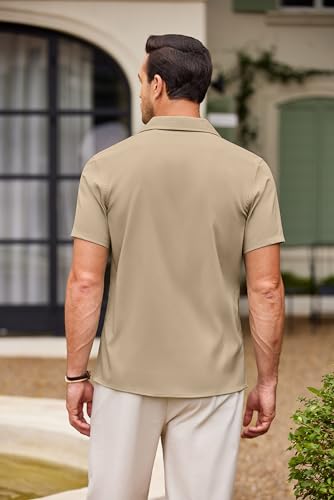 COOFANDY Men's Casual Shirts Short Sleeve Cuban Collared Shirt Summer Button Down Shirt Tropical Beach Textured Shirts - Image 5