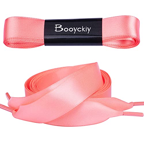 Image of Booyckiy 3 /4 inch Wide Satin Ribbon Shoelaces Flat Colorful Shoe Laces for Women Girls