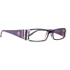 The French, Fleur De Lis, Rectangular Bling Women Reading Glasses Adorned with Amethyst  AB Aurora Borealis Genuine European Crystals, Amethyst Purple. NY Fifth Avenue