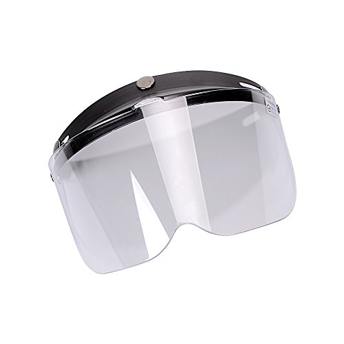Black 3-Snaps Flip-Up Visor Clear Lens Shield Replacement For Open Face Helmet Motorcycle Bike
