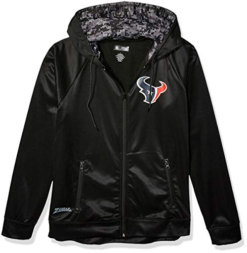Officially Licensed Zubaz Men's NFL NFL Men's Full Zip Black Hoodie, Houston Texans, Size Small