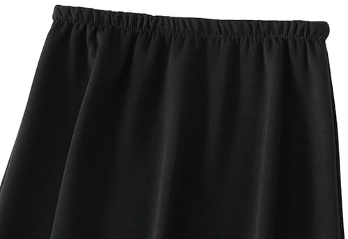 Long Skirts for Women Flowy Elastic High Waist Midi Casual A-line Skirt Black