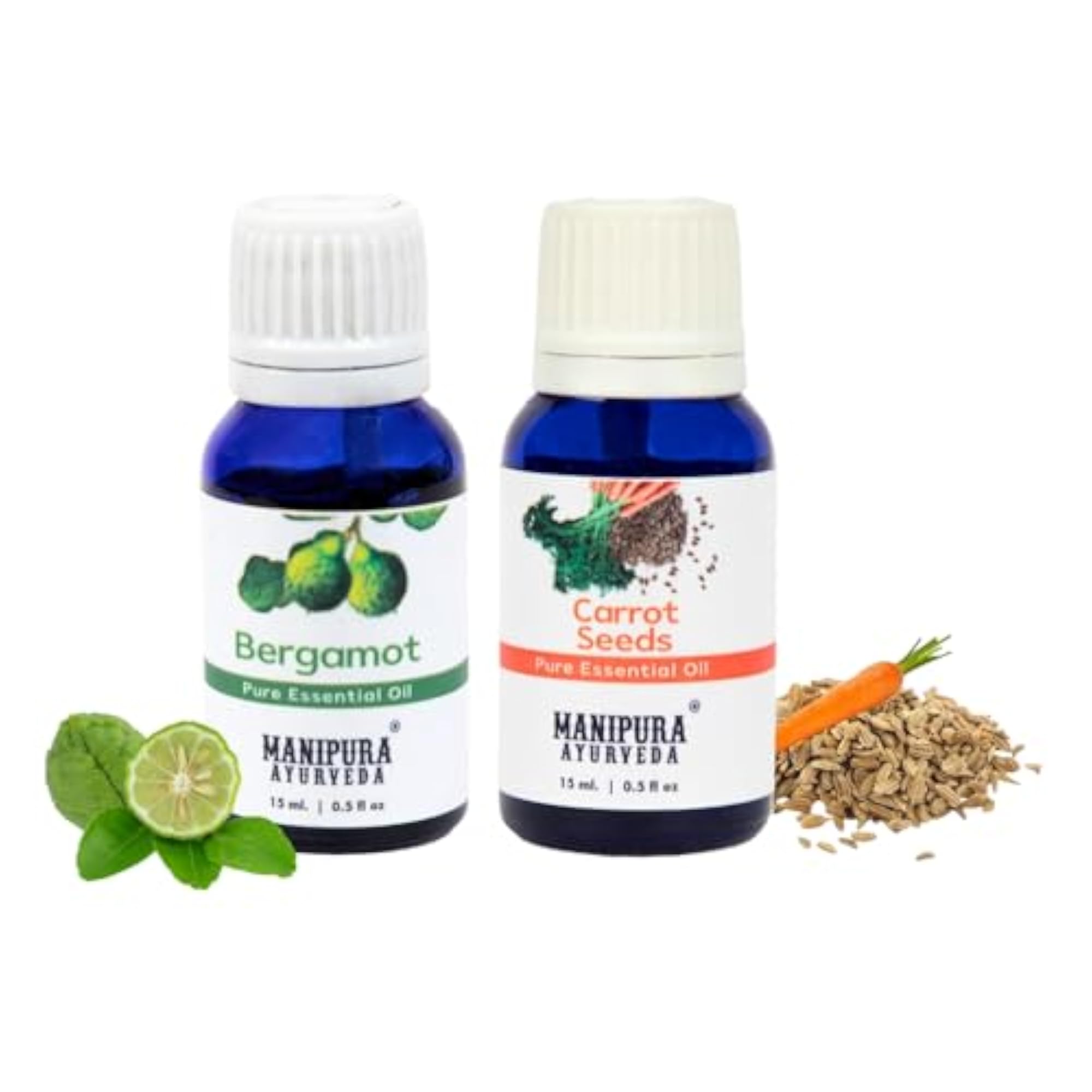 Bergamot & Carrot Seed Essential Oil Diffuser Combo Pack, 15ml Each