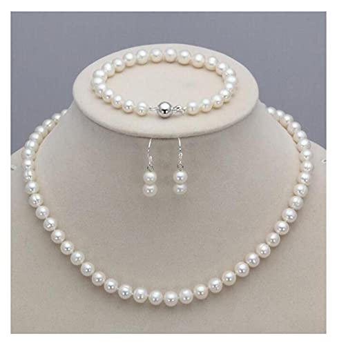 Collar de perlas naturales contra la irritación de la piel con pulseras para mujer cómodas