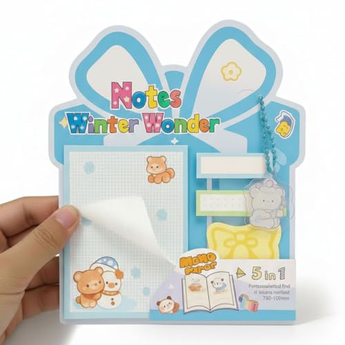 Image of FunBlast Christmas Sticky Notes - Cute Merry Christmas Memo Pad, Kawaii Sticky Note for Kids & Girls, Self Adhesive Notes and Bookmark, Stationery Gift for School, Office & Personal Use (Blue)