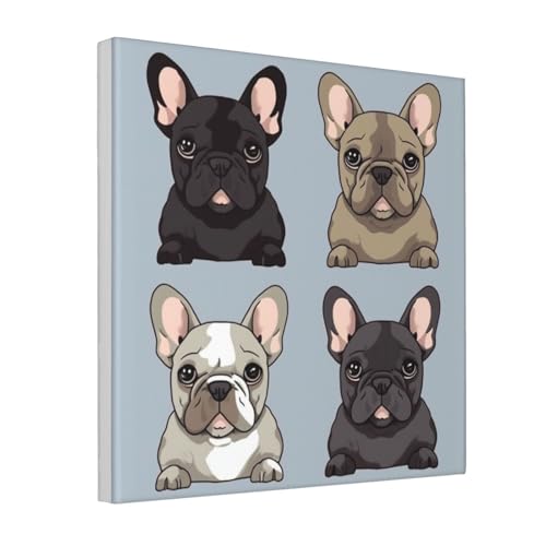 Impression bouledogue français sur toile premium avec cadre robuste pour salon