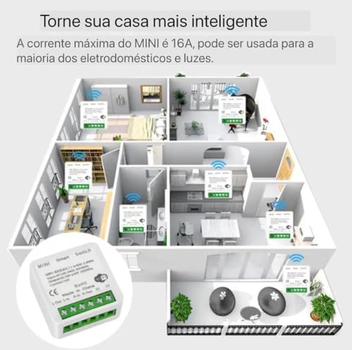 Kit 6 Mini Interruptor Inteligente Smart Switch 16a Wifi Automação Alexa Google