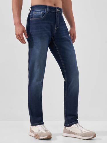 Image of Highlander Mens Tapered Fit Denim Jeans for Man| Regular Length|Mid-Rise|Stretchable Fit| Jeans for Man | Men Jeans