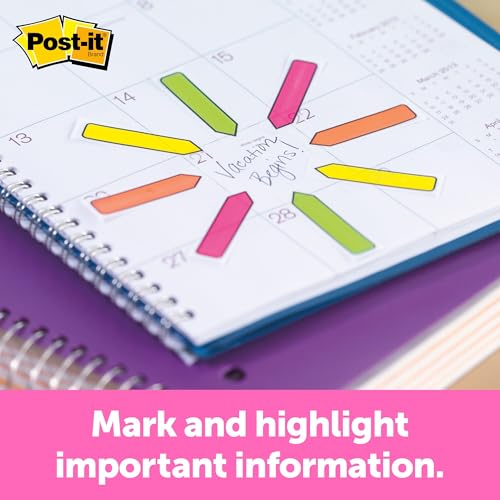 Image of Post-It Arrow Flags .47 inchX1.7 inch 96 /pkg-Assorted Neon Colors