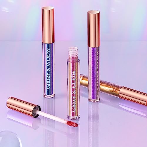 Hosaily Chameleon Eyeshadow Liquid Glitter Eyeshadow, 5 Colors Shimmer Metallic Intense Color Shifting Multi-Chrome Liquid Eyeshadow Long Lasting Quick Dry High Pigmented Holographic Shiny Eye Makeup Set #TOP6