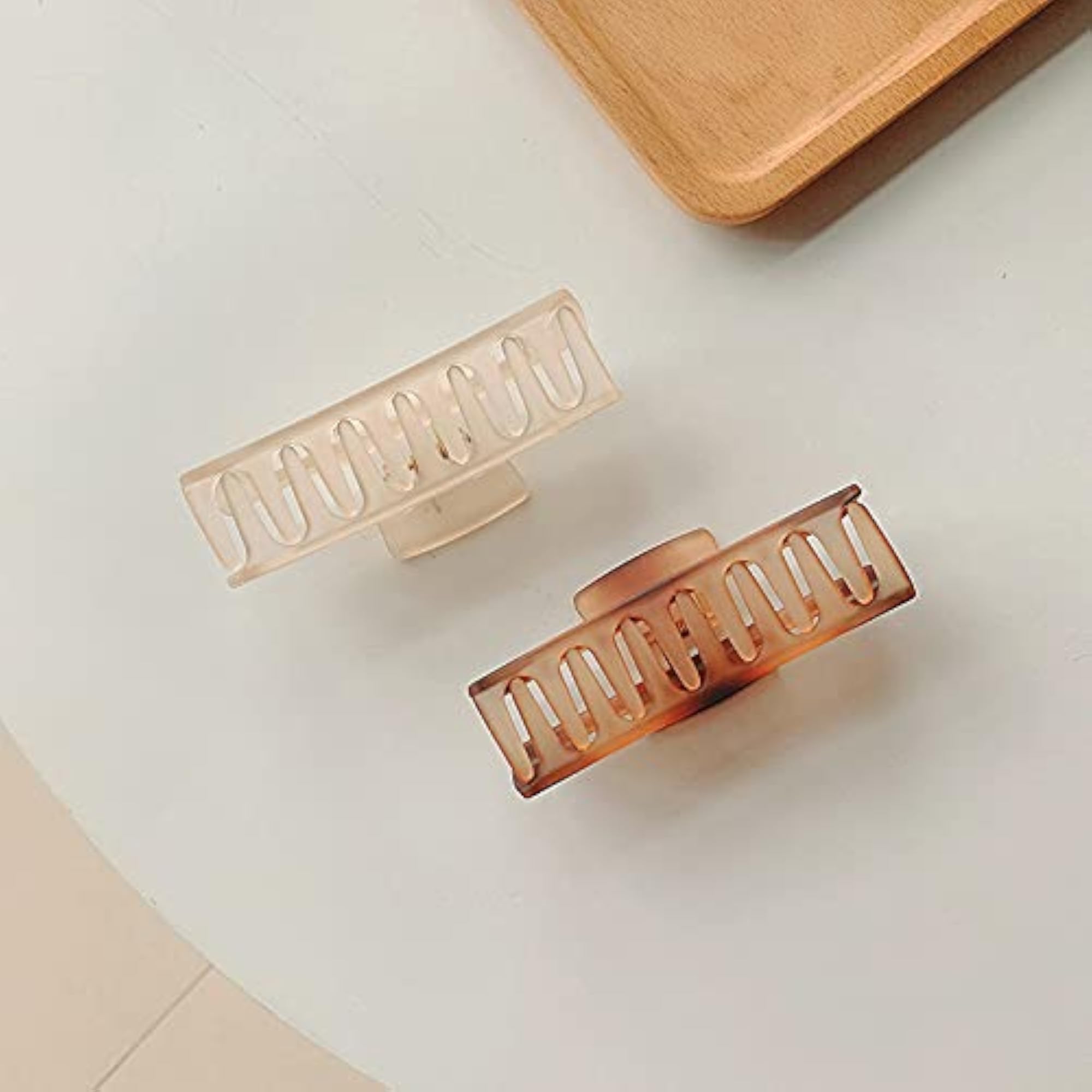 4pcs Large Rectangle Hair Claw Clips, Elegant Design