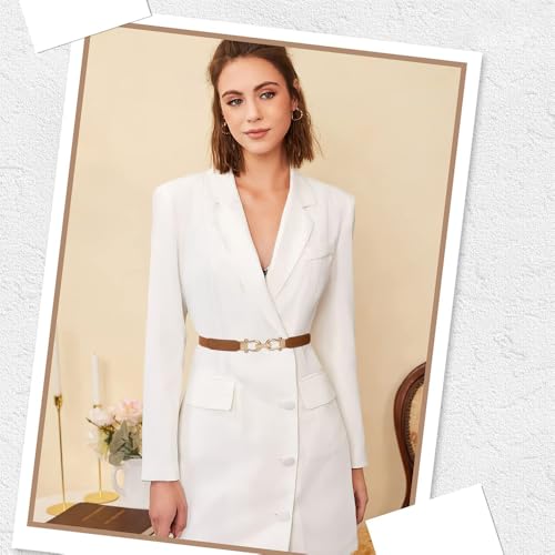 Women's Stretchy Waist Belt - Elastic Skinny Belt with Gold Buckle, Fits 27-40 Inch Waist4