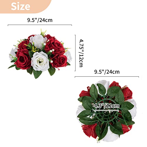 Image of NUPTIO Artificial Flower Centrepieces for Wedding Tables, 2 Pcs Fake Roses