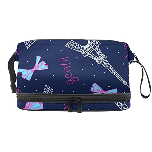 Trousse de Maquillage pour Femme Trousse cosmétique,Tour Eiffel et Arc,Sac Organisateur cosmétique Sac de Maquillage de Voyage Portable