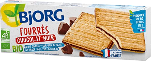 BJORG - Biscuits Fourrés Au Chocolat Noir Bio - Aux Céréales Complètes Et Sucres Non-Raffinés - 225 G (Lot de 2)