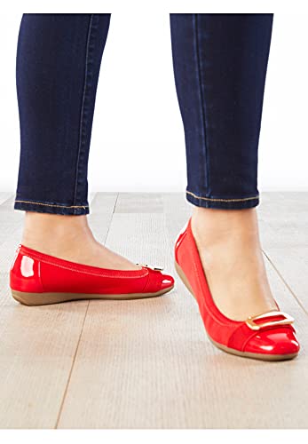 Comfortview Women's Wide Width The London Flat - 9 W, New Hot Red Beige #TOP6