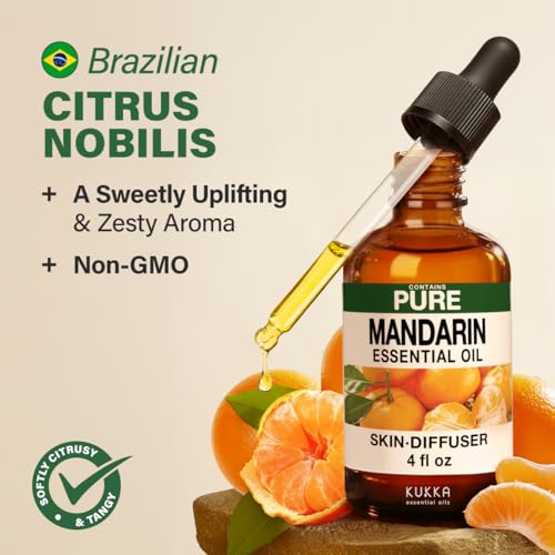 Image of 100% Pure Mandarin Oil - 4 Fl Oz Mandarin Essential Oil for Hair, Skin, Diffuser, Aromatherapy & DIY Soap Making Scent