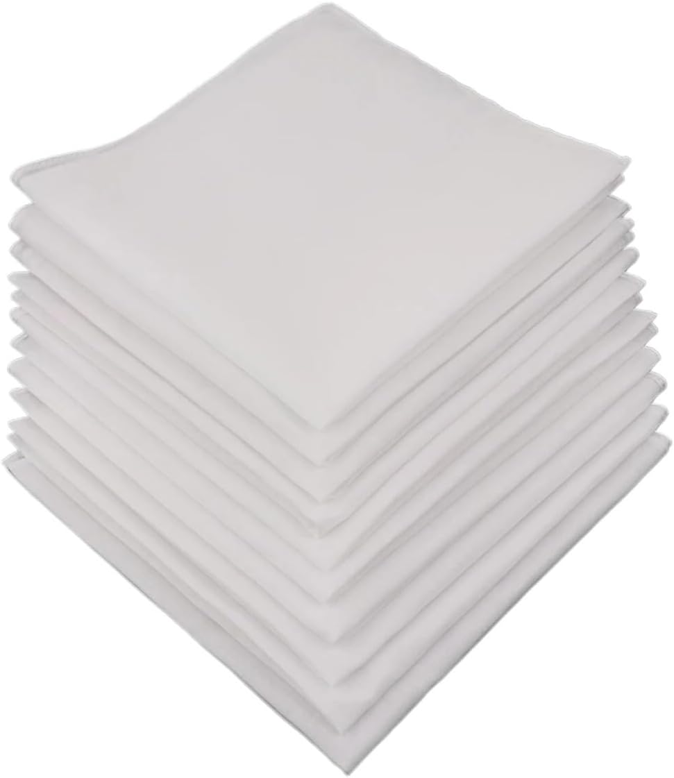 5/ 10pcs Mens White Handkerchiefs Cotton Square Super Soft Washable Hanky Chest Towel Pocket 28 x 28cm