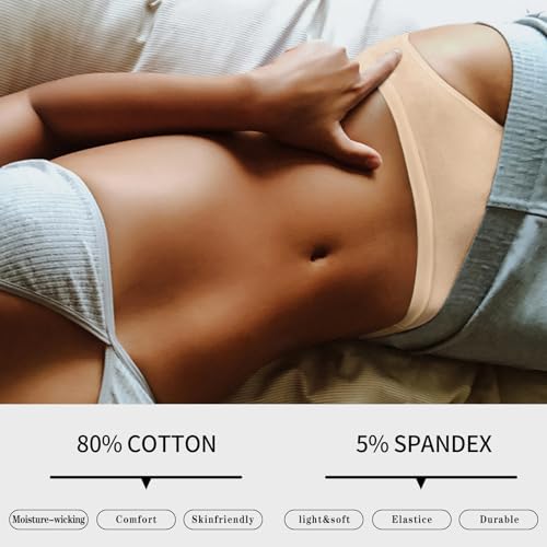 Image of Eiggam Women's Cotton Bikini Panties,High-Cut Full Coverage Stretch Cool Underwear for Women