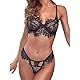 Sexy Damen-Dessous-Set aus BH und Höschen, erotisch, romantisch, aus Spitze, transparent, süß, ohne Bügel, Unterwäsche zum Schlafen, PRY443GYZN08KG511DK2W, Schwarz, PRY443GYZN08KG511DK2W M