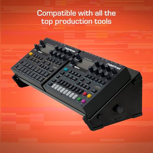 Image of XTS Flex Stand, Desktop Stand with Tray for FX Pedals / Synths / Audio Interfaces / MIDI Controllers, Holds 2-4 Pedals or Machines, 17.7 inch Width, Fits Digitakt & Digitone / SP-404 MK2 / MPC One & more