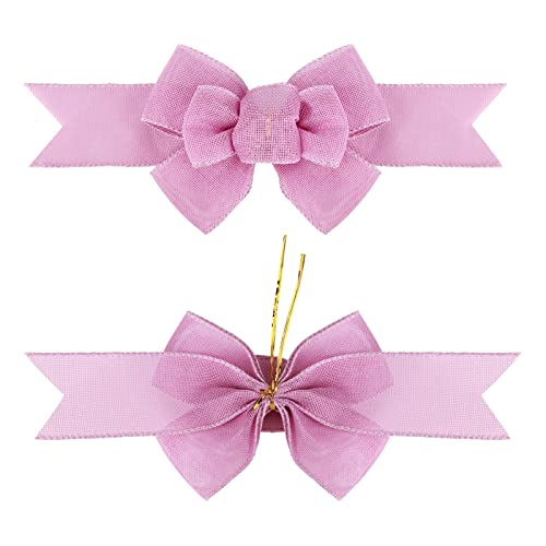 Meseey 2 Pcs Lavenda Purple Wired Ribbon Handmade Premade Burlap Bows For Wreaths Tree Decorations Gift Wrapping Outdoor Decoration(Purple) #TOP2