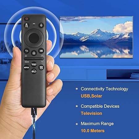 Image of BN59-01432A Solar Voice Remote Control for Samsung NEO QLED 8K HDR Smard tv with Rechargeable Solar Cell Compatible with Neo QLED 8K HDR Smart TVs (Solar Voice for Remote with Solar Cell)