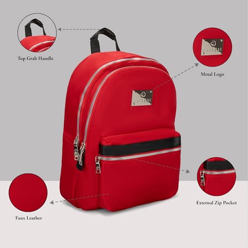 Image of Caprese Saturn Medium 15.6 Inch Laptop Backpack for Women with Adjustable Shoulder Straps & Multiple Compartments | Front Zip Pocket | Perfect for College, Office & Travel