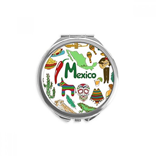 Mexico Landscap Animals National Flag Hand Compact Mirror Round Portable Pocket Glass #TOP28