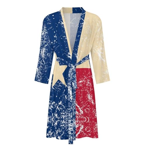 Texas State Flag Soft Men's Robe Lightweight Bathrobe Long-sleeve Spa Robe With Belt4