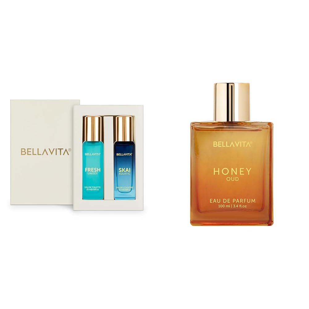 Bella Vita Luxury Skai Aquatic Edc & Fresh Edt Unisex Combo With Bergamotylang Ylangpink Pepperlong Lasting Fragrance Scentpack Of 2 20 Ml Each Honey Oud Unisex Eau De Parfum Spray-image-18