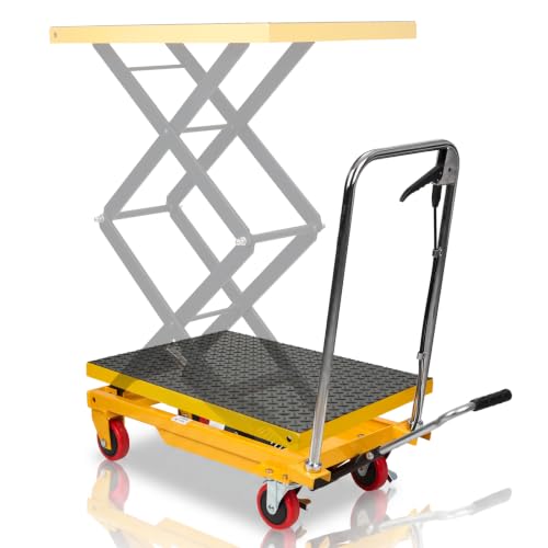 Image of NORTHSKY 400lbs Hydraulic Lift Table Cart, Yellow | Lift Cart w/50 Max Lift, Manual Scissor Lift Tables, Non-Slip Pad & 4 Brake Wheels, Heavy-Duty Hydraulic Platform Lift Cart for Material Handling