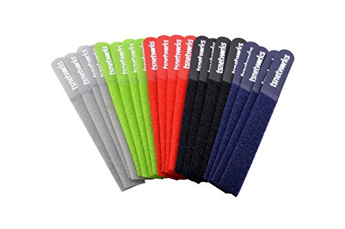 tsnetworks pack of 20Reusable Velcro cable ties, string binders, Velcro fasteners, cable ties, Velcro straps for PC, audio, TV, office, wiring.