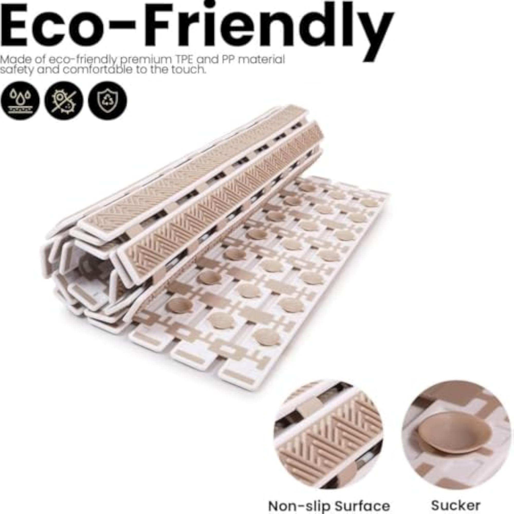 Kavid PVC Shower Mat with Suction Cups