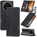 Jasonyu Handyhülle für Honor Magic 8 Pro Hülle Leder Flip Klappbare Stoßfeste Magnetische Premium PU Leder Standfunktion Kartenfächern Schutzhülle Klapphülle,Schwarz