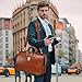 Banuce Vintage Leather Briefcase for Men 15.6 inch Lawyer Briefcase Legal Attorney Doctor Bag Attache Case with Lock for Business Travel Office Work Gradient Brown