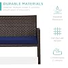 Best Choice Products 4-Piece Outdoor Wicker Patio Conversation Furniture Set for Backyard w/Coffee Table, Seat Cushions - Brown/Navy #2
