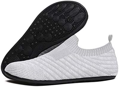 MOHEM Womens Mens Lightweight House Slippers Shoes Soft Yoga Sock Shoes with Rubber Sole(MH-WS2235Gray43)